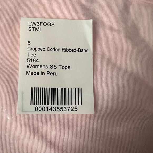 NWT Lululemon Cropped Cotton Ribbed-Band T-Shirt Strawberry Milkshake Sz 6 - Picture 5 of 6
